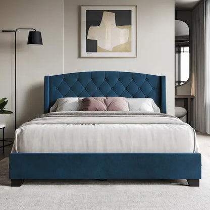 Lit capitonné à oreilles CraftPorch Classic avec tiroirs