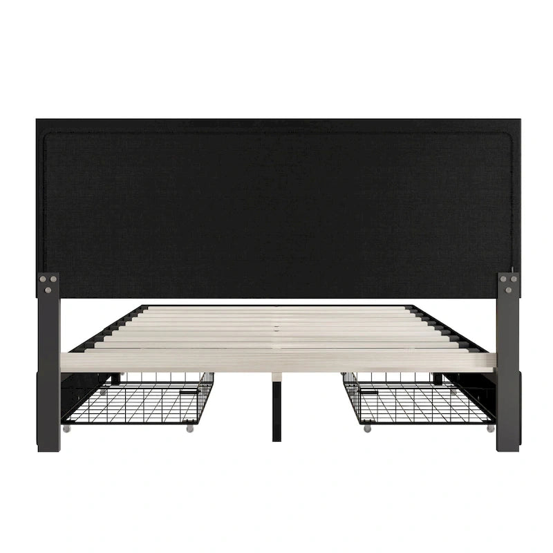 Lit capitonné à oreilles CraftPorch Classic avec tiroirs