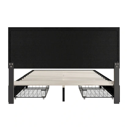 Lit capitonné à oreilles CraftPorch Classic avec tiroirs