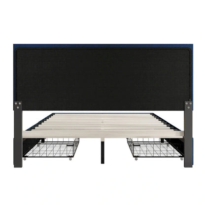 Lit capitonné à oreilles CraftPorch Classic avec tiroirs