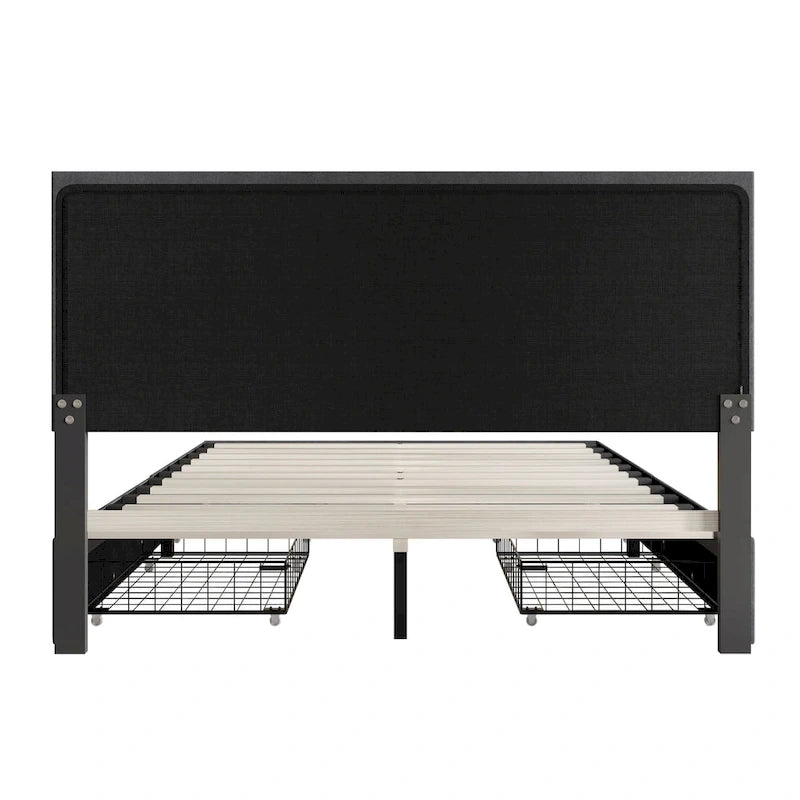 Lit capitonné à oreilles CraftPorch Classic avec tiroirs