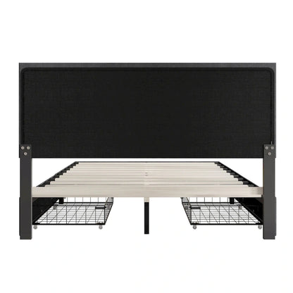 Lit capitonné à oreilles CraftPorch Classic avec tiroirs