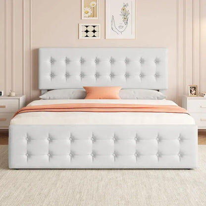 Cadre de lit avec 4 tiroirs de rangement et tête de lit