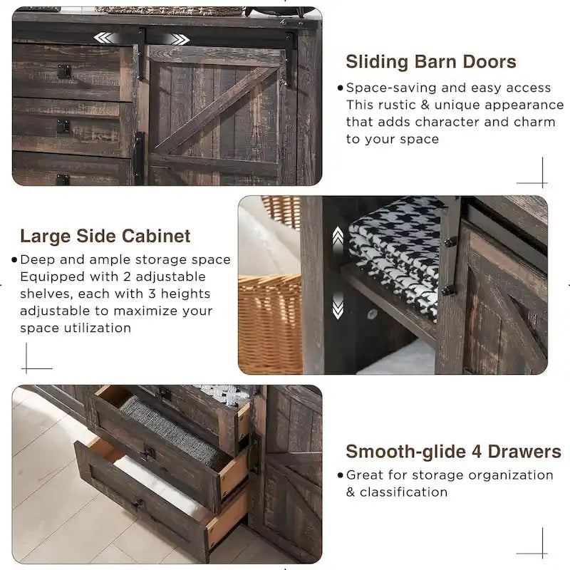 Commode de style campagnard, commode à tiroirs, meuble TV avec commode, commode de rangement