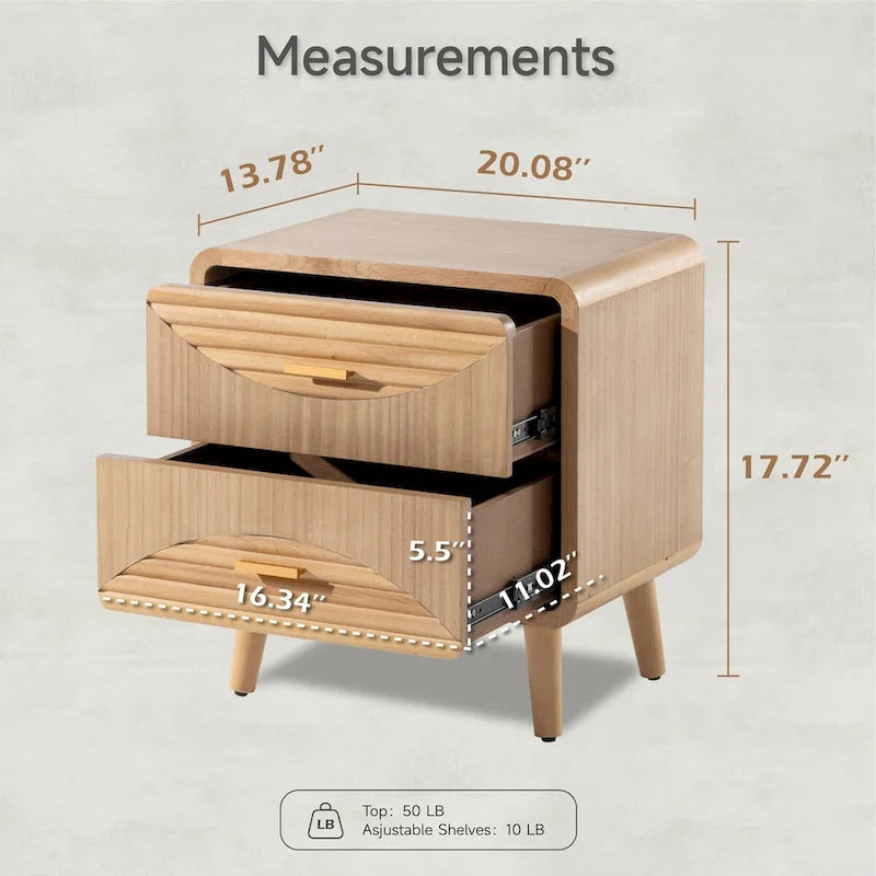 Table de chevet COZAYH style ferme, table de chevet milieu du siècle avec fabrication artisanale, style bohème et rustique, bois naturel