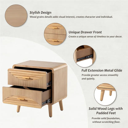 Table de chevet COZAYH style ferme, table de chevet milieu du siècle avec fabrication artisanale, style bohème et rustique, bois naturel