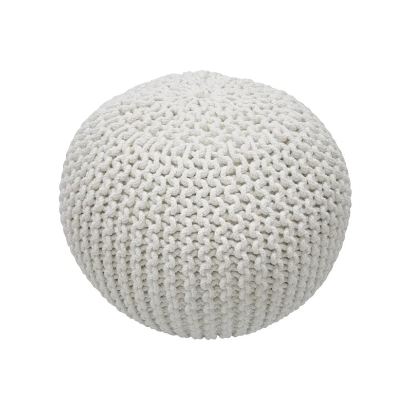 Pouf ottoman rond rembourré en tricot Nuloom Ling