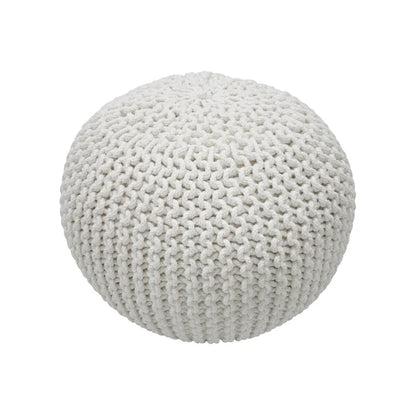 Pouf ottoman rond rembourré en tricot Nuloom Ling
