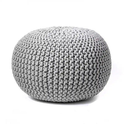 Pouf ottoman rond rembourré en tricot Nuloom Ling