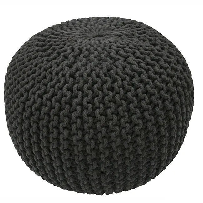 Pouf ottoman rond rembourré en tricot Nuloom Ling