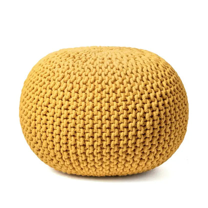 Pouf ottoman rond rembourré en tricot Nuloom Ling