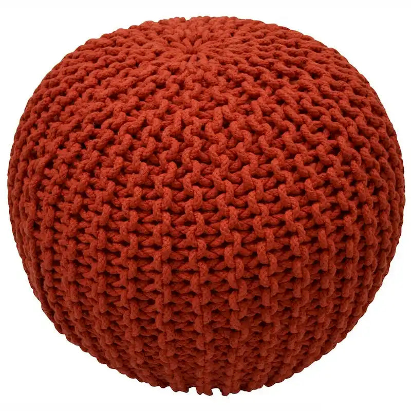 Pouf ottoman rond rembourré en tricot Nuloom Ling