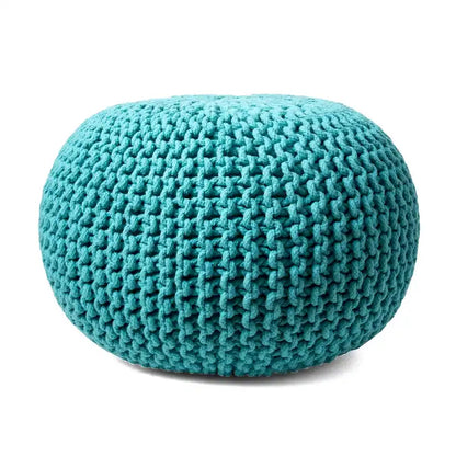 Pouf ottoman rond rembourré en tricot Nuloom Ling