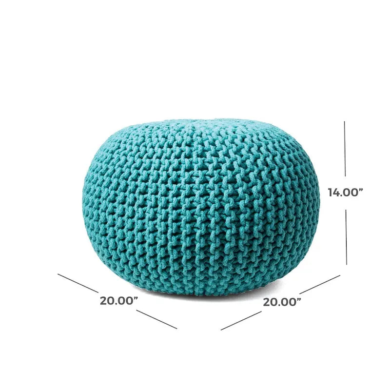 Pouf ottoman rond rembourré en tricot Nuloom Ling
