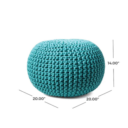 Pouf ottoman rond rembourré en tricot Nuloom Ling
