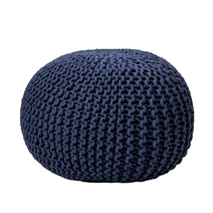 Pouf ottoman rond rembourré en tricot Nuloom Ling