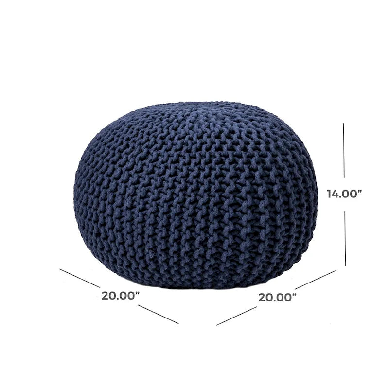 Pouf ottoman rond rembourré en tricot Nuloom Ling