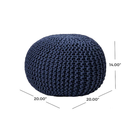 Pouf ottoman rond rembourré en tricot Nuloom Ling