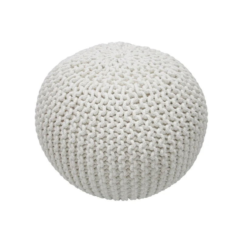 Pouf ottoman rond rembourré en tricot Nuloom Ling