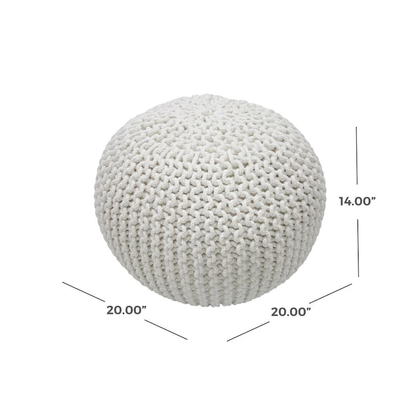 Pouf ottoman rond rembourré en tricot Nuloom Ling