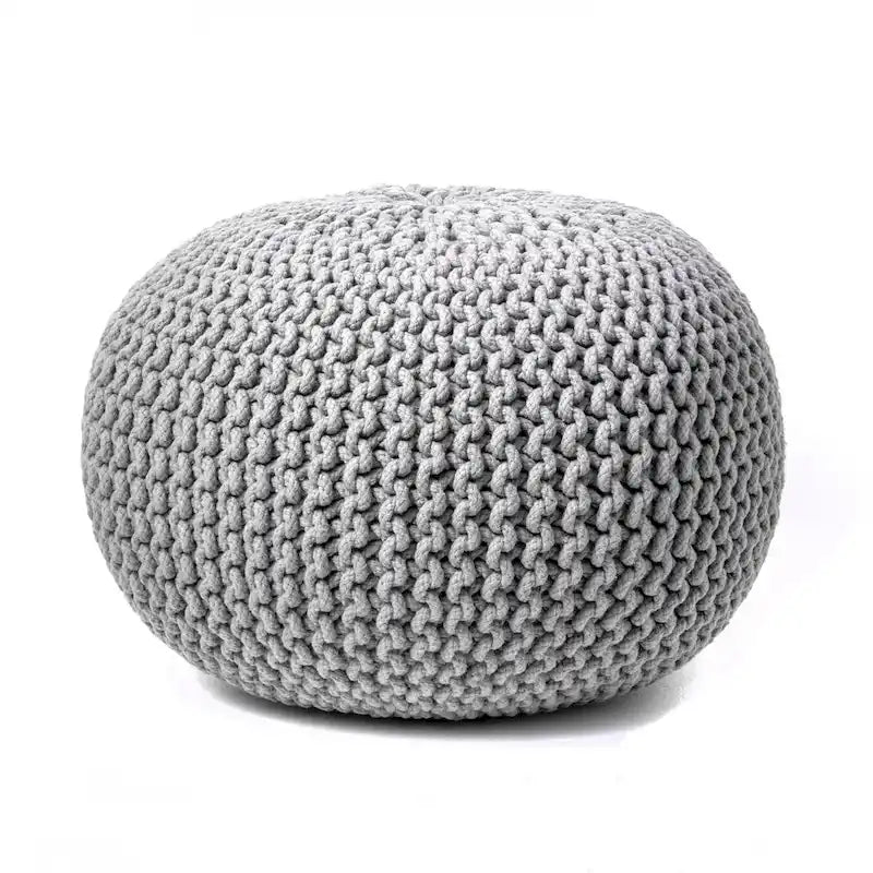 Pouf ottoman rond rembourré en tricot Nuloom Ling