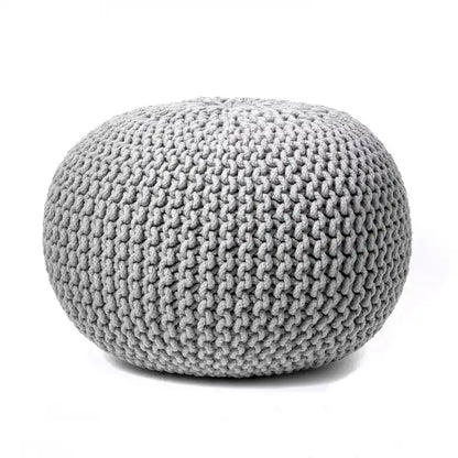 Pouf ottoman rond rembourré en tricot Nuloom Ling