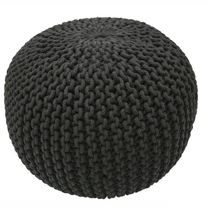Pouf ottoman rond rembourré en tricot Nuloom Ling