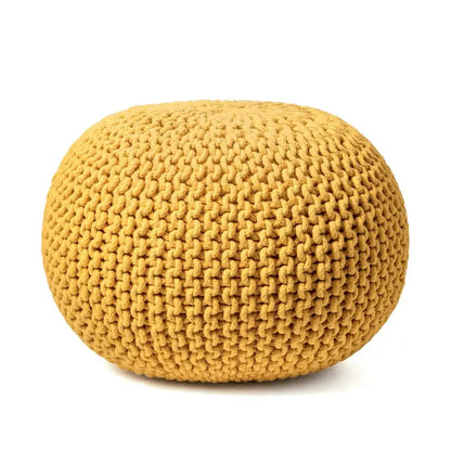 Pouf ottoman rond rembourré en tricot Nuloom Ling