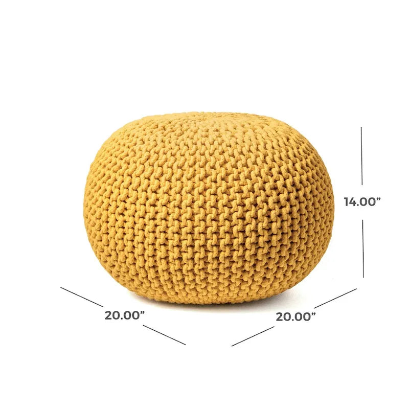 Pouf ottoman rond rembourré en tricot Nuloom Ling