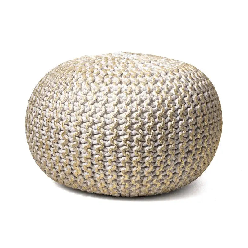 Pouf ottoman rond rembourré en tricot Nuloom Ling