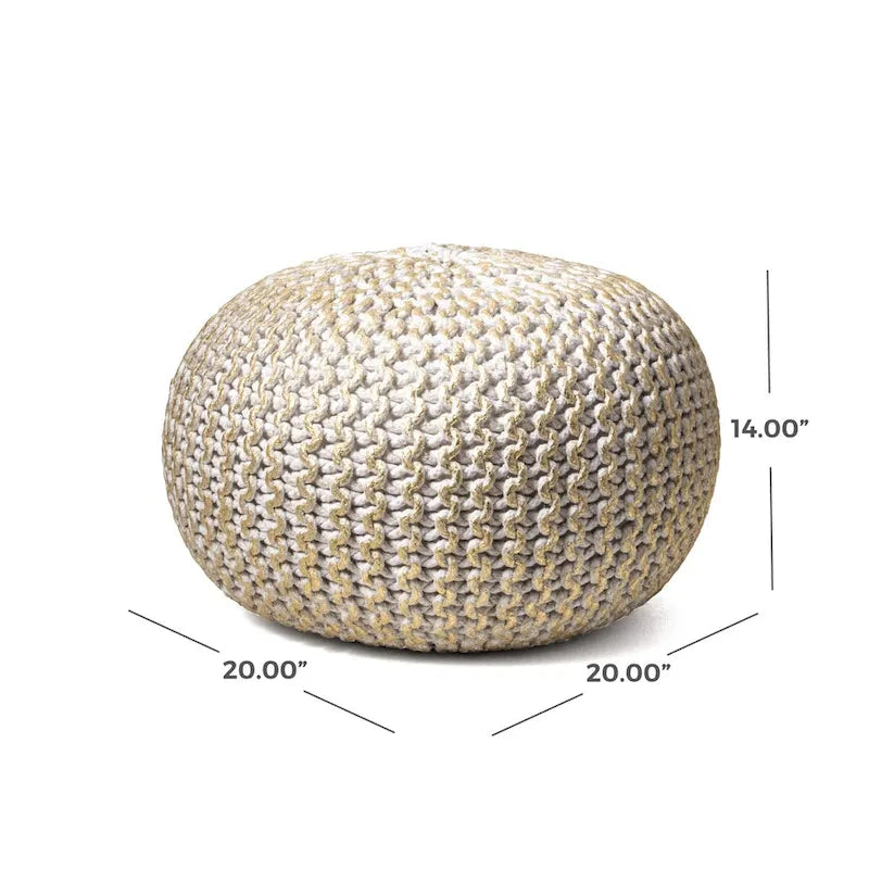 Pouf ottoman rond rembourré en tricot Nuloom Ling