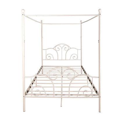 Cadre de lit à baldaquin en métal à quatre poteaux Aufank Vintage