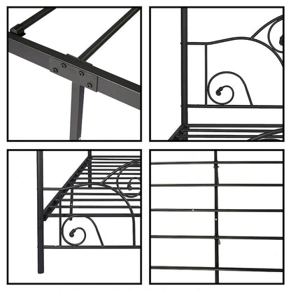 Cadre de lit à baldaquin en métal à quatre poteaux Aufank Vintage