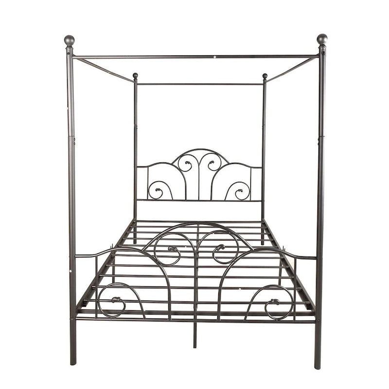 Cadre de lit à baldaquin en métal à quatre poteaux Aufank Vintage