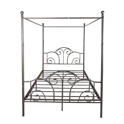Cadre de lit à baldaquin en métal à quatre poteaux Aufank Vintage