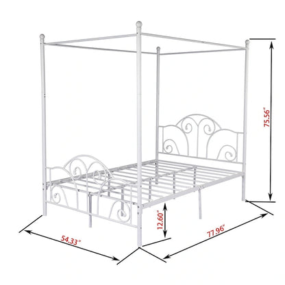 Cadre de lit à baldaquin en métal à quatre poteaux Aufank Vintage