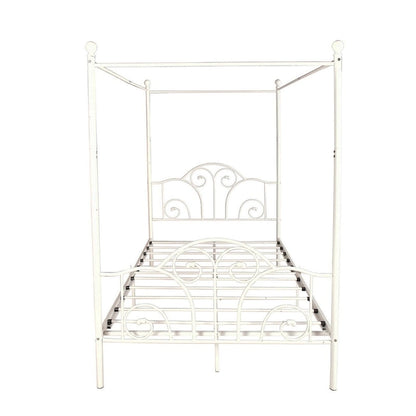 Cadre de lit à baldaquin en métal à quatre poteaux Aufank Vintage