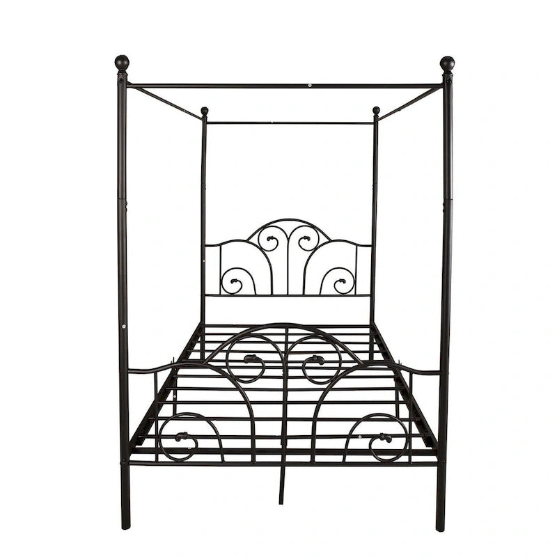 Cadre de lit à baldaquin en métal à quatre poteaux Aufank Vintage