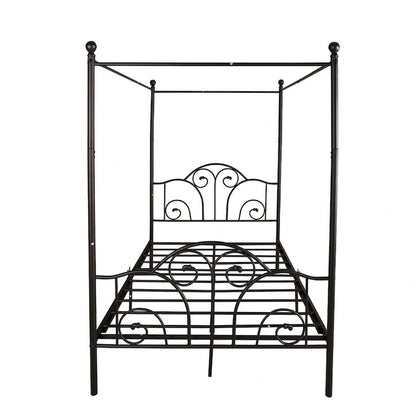 Cadre de lit à baldaquin en métal à quatre poteaux Aufank Vintage