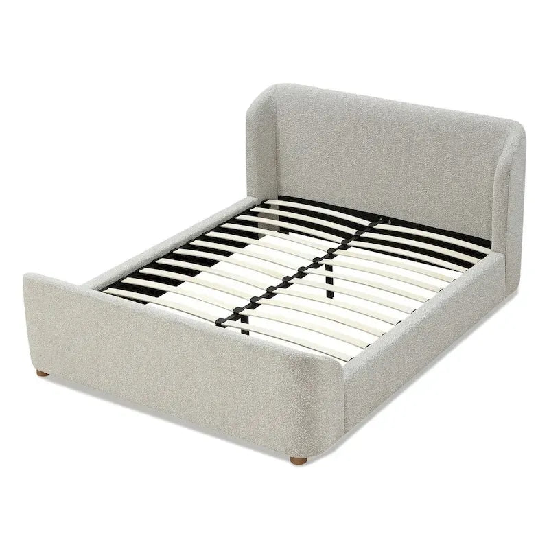 Lit plateforme capitonné Kiki en coton bouclé