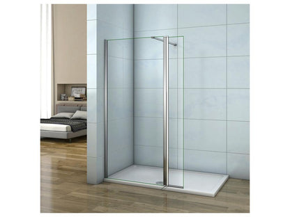 Paroi de douche à l'italienne 60 40x200cm avec retour pivotant - Verre 8mm trempé - Avec barre de fixation 140cm récupérable