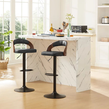 Ensemble de 2 tabourets de bar Javlergo, chaise de bar de cuisine pivotante et réglable moderne avec repose-pieds