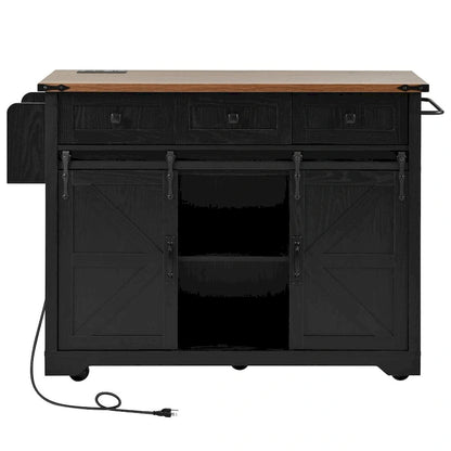 Îlot de cuisine avec prise électrique et plateau rabattable par Harper&amp;Bright Designs