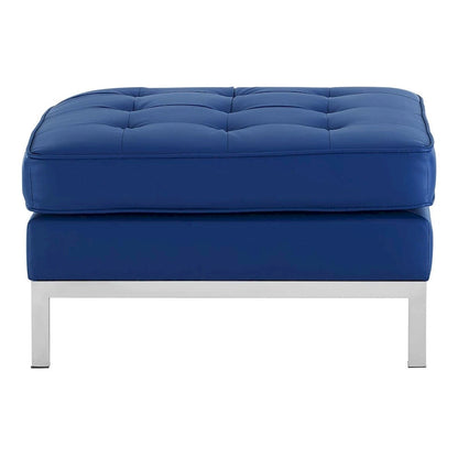 Pouf capitonné en cuir végétalien Loft