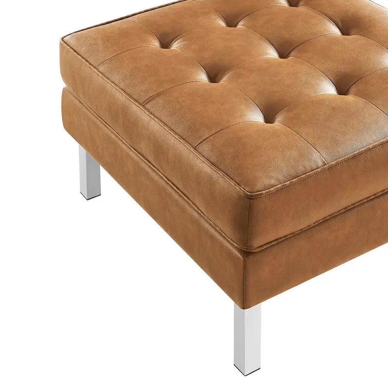 Pouf capitonné en cuir végétalien Loft