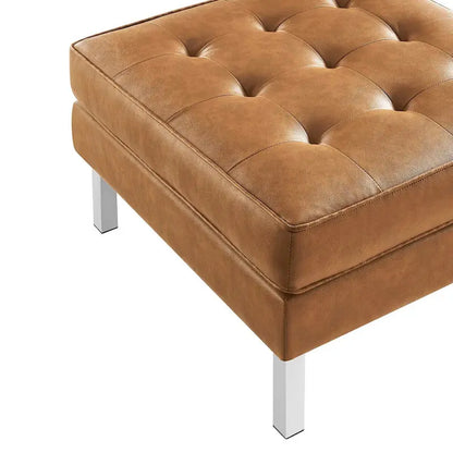 Pouf capitonné en cuir végétalien Loft