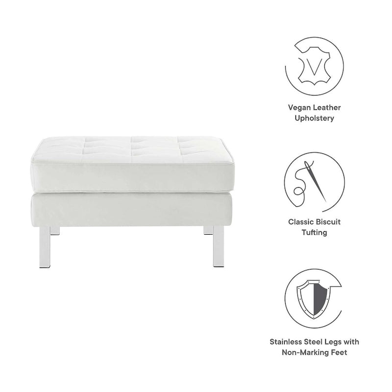 Pouf capitonné en cuir végétalien Loft