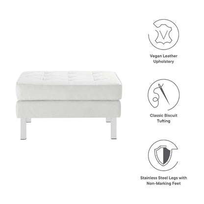 Pouf capitonné en cuir végétalien Loft