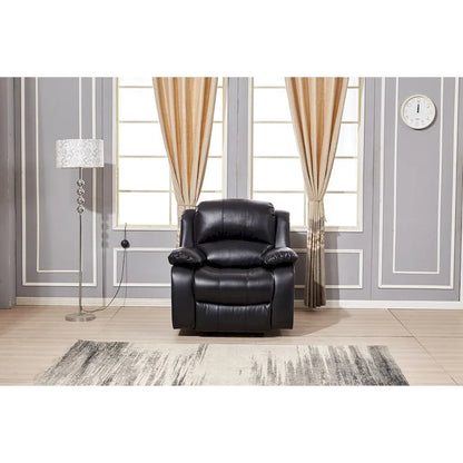 Ensemble de salon 3 pièces Betsy Furniture en cuir reconstitué avec fauteuil inclinable électrique, comprenant canapé, causeuse et fauteuil.