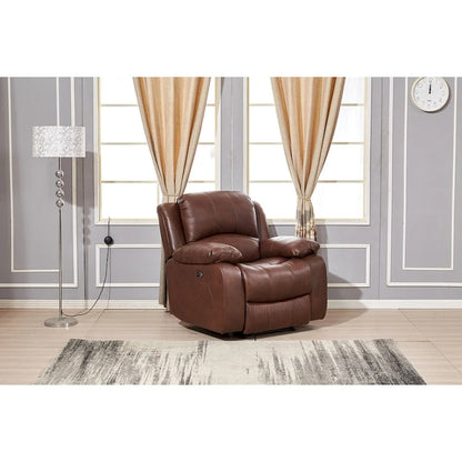 Ensemble de salon 3 pièces Betsy Furniture en cuir reconstitué avec fauteuil inclinable électrique, comprenant canapé, causeuse et fauteuil.